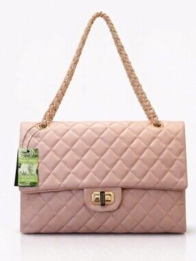 Badgely Mischka Pink Diamond Quilted Vegan Leather Classicaly Beautiful